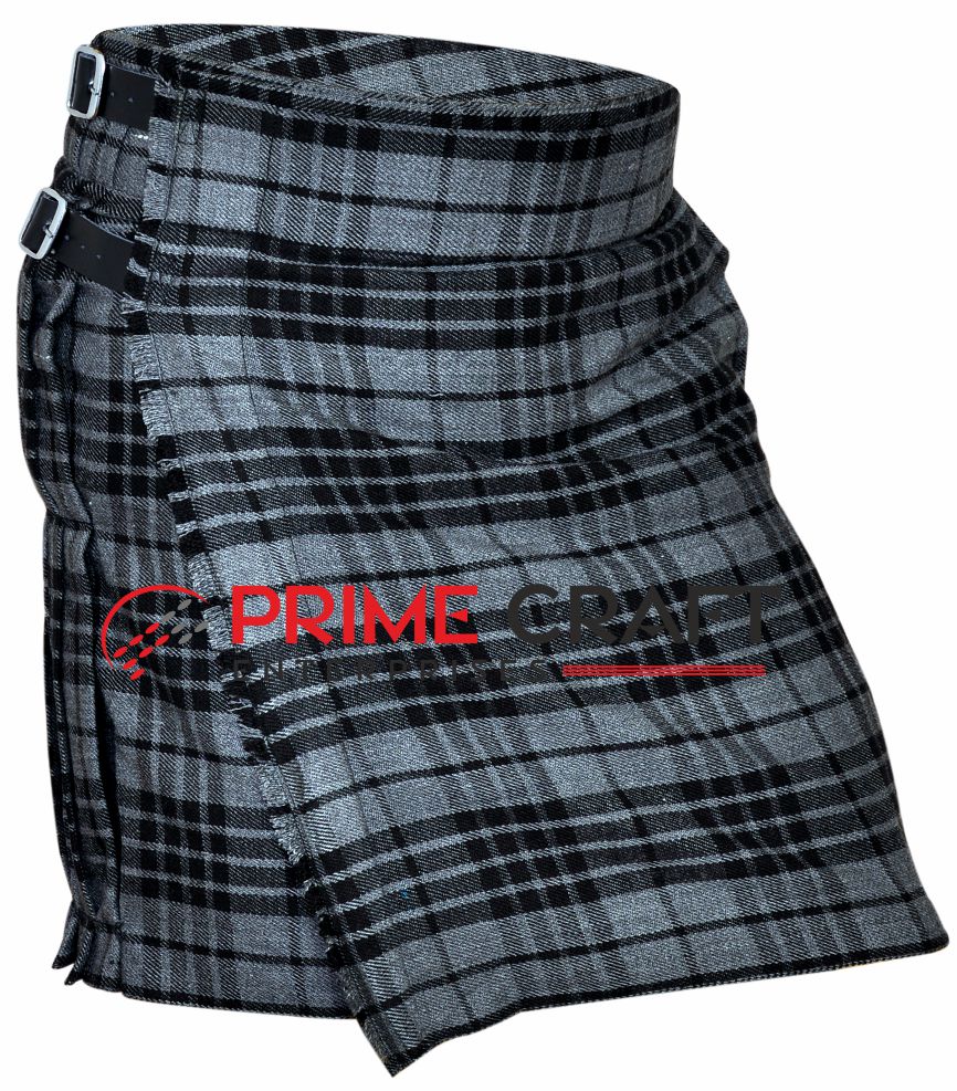 Men's Highlander Grey Tartan Scottish Kilt 13oz 5 yard