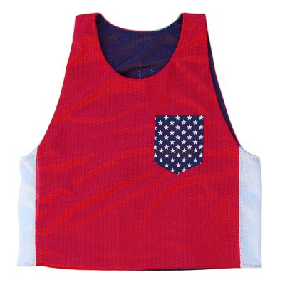 USA American Flag Pocket Sublimated Reversible Lacrosse Pinnie